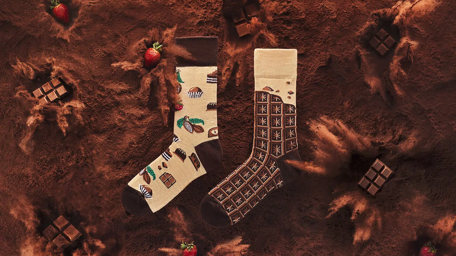 Asymetryczne skarpetki Many Mornigns - Chocolate Time - czekolada